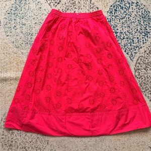 100% Cotton J. Crew Vibrant Pink A-Line Maxi Skirt